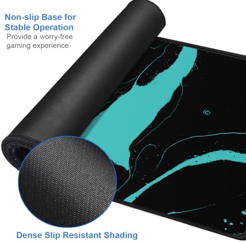 Gaming Mouse Pad, 31.5x15.7 inch Large Extended Computer Keyboard Mouse Mat, Water Resist Non-Slip Mousepad Rubber Base Long XXL Desk Mouse Pad for Work & Gaming, Office & Home, Black Blue - Image 4