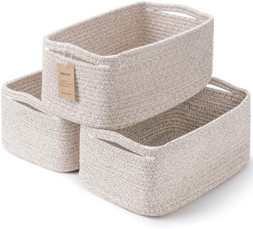 3 Pack Small Storage Baskets for Organizing, 11.8×7.8×5.1", Mixed Brown by MaxuniTechLife