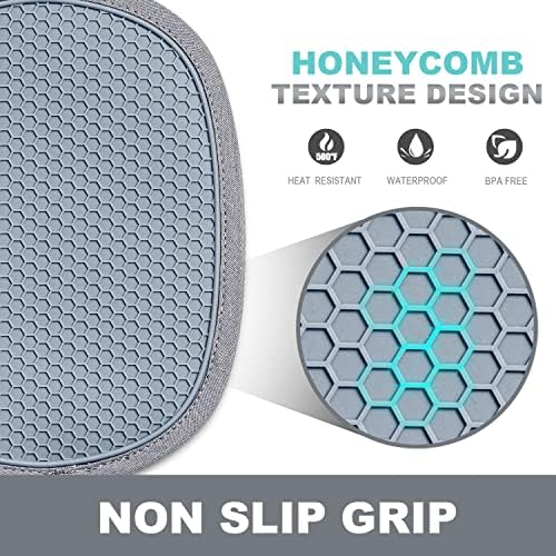 RORECAY 2-Pack Silicone Pot Holders for Kitchen, Hot Pads with Pocket, Gray - Image 3