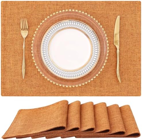 homing Faux Cotton Linen Placemats Set of 6, Cloth Dining Table Mats by homing
