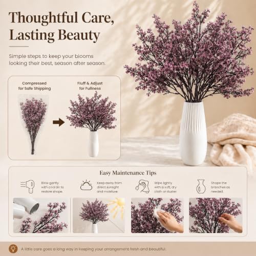 Mandy's 6 Bundles Artificial Dusty Pink Baby’s Breath Flowers - Image 6