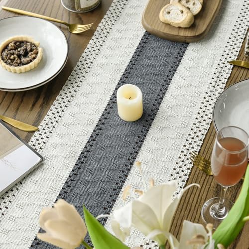 Artoid Mode Dark Grey Farmhouse Rustic Table Runner 12x60 Inch - Image 4