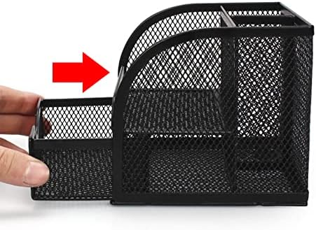 Metal Mesh Pen Holder Desk Organizer Pencil Holder Pencil Organizer Stationery Organizer Pen Pot Makeup Brush Organizer for Home School Office (Black) - Image 3