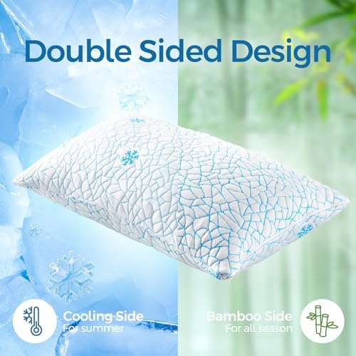 Pillows Queen Size 2 Pack Shredded Memory Foam, Adjustable Height Side Sleepers Pillow with Washable Cover for Back and Stomach Sleepers (Queen（2 Pack）) - Image 2