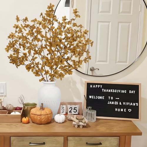 33.5" Long Artificial Fall Leaves Stems for Table Centerpieces, 5 Pcs Faux Fall Stems and Branches for Vase Filler, Falls Greenery Stems for Farmhouse Autumn Harvest Thanksgiving Decor, Deep Yellow - Image 5