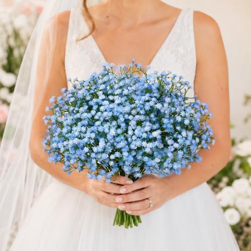 Waipfaru 30 Pcs Blue Babys Breath Artificial Flowers Bulk, Real Touch - Image 6