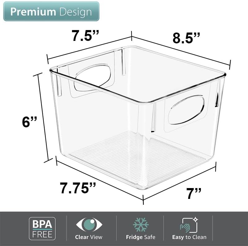Sorbus Fridge Organizers and Storage, Clear Plastic Bins (Medium, 2 Pack) - Image 2