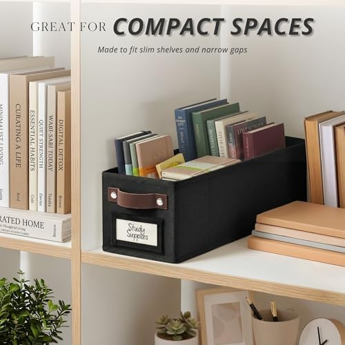 DECOMOMO Narrow Storage Bins, Small Basket with Handles (Black, 4 Pack) - Image 6