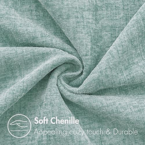 MIULEE Soft Chenille Throw Pillow Covers Aqua Green 20x20 Inch Pack of 2 - Image 2