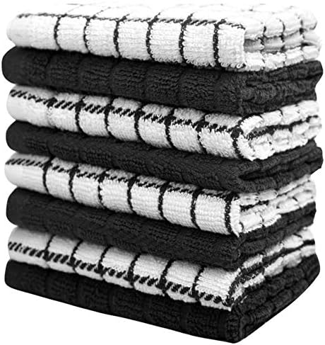 Bumble Dish Cloths (8-Pack), 100% Cotton Kitchen Towels, 12"x12" - Black - Image 5