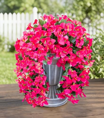 2 PCS Bougainvillea Artificial Hanging Flowers Plant for Outdoors, Hot Pink - Image 4