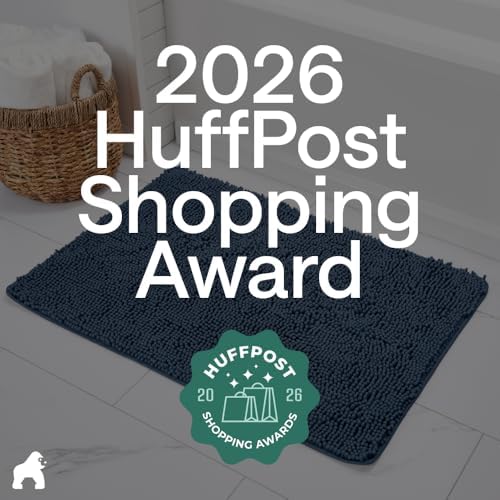 GORILLA GRIP Bath Rug Mat for Bathroom, Absorbent Chenille, 30x20 Navy Blue - Image 6