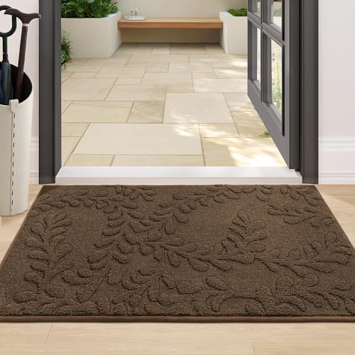 BEQHAUSE Dirt Trapper Door Mats 24" x 36", Non-Slip Doormat, Brown by BEQHAUSE