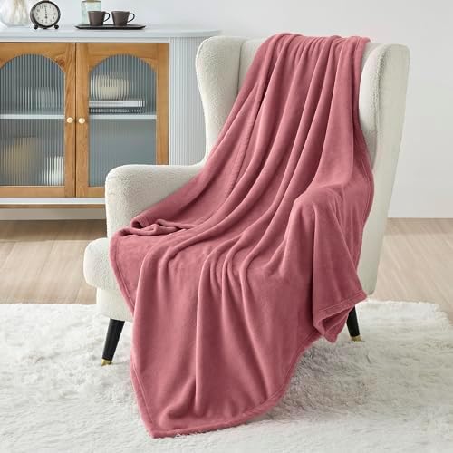 Bedsure GentleSoft Fleece Blankets Twin Size Dusty Rose - 300GSM Lightweight Plush Fuzzy Cozy Soft Blanket for Bed, Sofa, Couch, Travel, Camping, 60x80 inches - Image 2