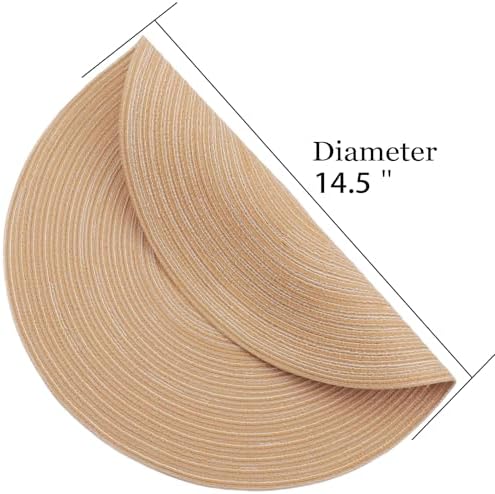 MIAOMIAO Round Placemats Set of 6 Braided Dining Table Kitchen Decor Mets - Image 2
