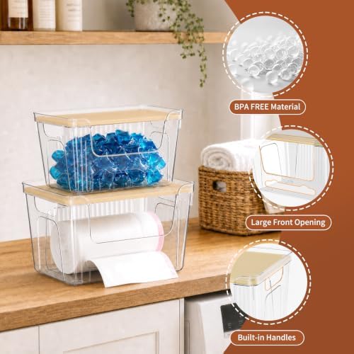 VOOWO Trash Bag Holder, 2 Pack Clear Trash Bag Dispenser with Plastic Lid - Image 3