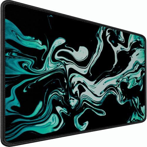 Large Mouse Pad, 31.5x15.7 inch Large Extended Computer Keyboard Mouse Mat, Water Resist Non-Slip Mousepad Rubber Base Long XXL Desk Mouse Pad for Gaming, Office & Home, Marble Cyan by Naukay