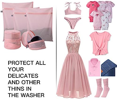 Kimmama Lingerie Bag for Washing Delicates, Pink Bra Bags for Laundry, 5pcs - Image 3