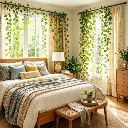 54 Pack 405ft Fake Vines Hanging Greenery Garland, Faux Leaves Plants, Artificial Ivy Vines for Bedroom Wall Decor, Garden & Outdoor Wall Decoration - Image 6