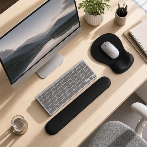 ErgoComfort Gel Wrist Rest Mouse Pad-Ergonomic Office Mousepad with Wrist Support-Non-Slip, Design Desk Accessories Mat for Home&Game Decor (01Black) - Image 2