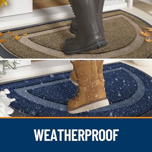 OLANLY Half Circle Front Door Mat Outside 29.5x17 All-Season Rubber Doormat - Image 4