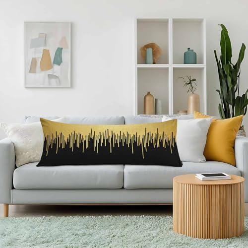 Luxury Lines Rectangle Body Pillow Covers Vertical Stripes Gold Black 20"X54" Couch Body Pillow Pillowcase Decorative Home Body Pillows Bed Pillow Cushion Covers for Sofa Car Shop - Image 2