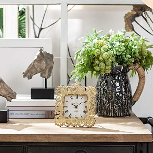 NIKKY HOME Vintage Table Clock, Non-Ticking, Battery-Operated, Yellow - Image 5