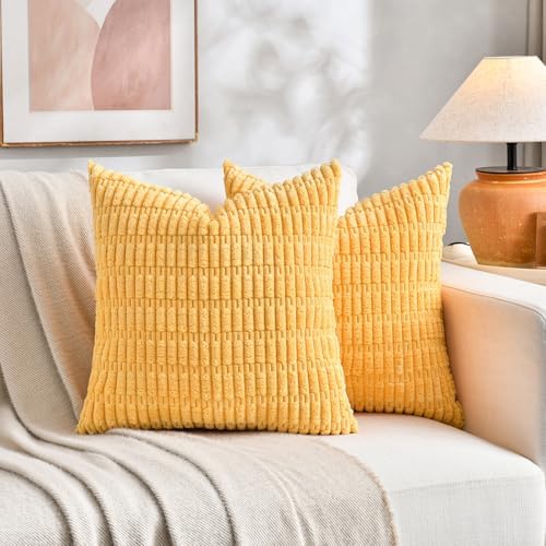 Fancy Homi 4 Packs Decorative Throw Pillow Covers for Living Room Couch Bed, Modern Farmhouse Boho Home Décor Accent Cushion Case, 20" x 20", Yellow Green Series - Image 6