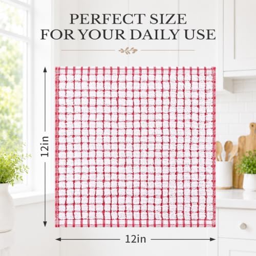 Homaxy 8 Pack Terry Kitchen Dish Cloths, 12"x12", Red - Image 3