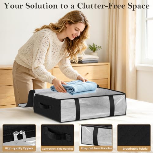 10 Pack Storage Bags, 40L Clothes Storage Containers, Storage Bins, Black - Image 3
