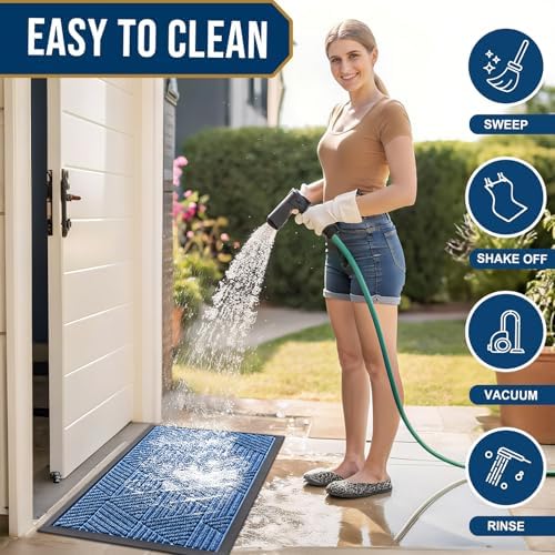 Smiry Front Door Mat Outside Entrance, Low Profile Rubber Doormat, 35x23 - Image 6