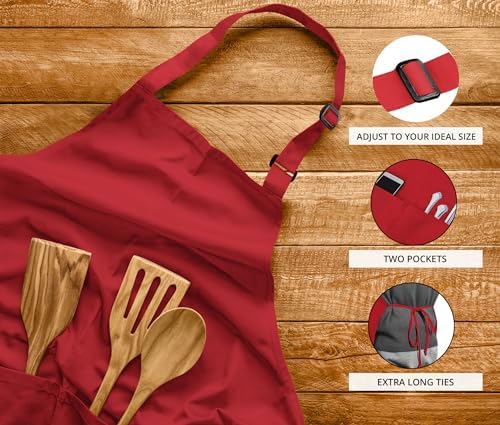 Utopia Kitchen Bib Aprons 2 Pack Adjustable With 2 Pockets - Image 4