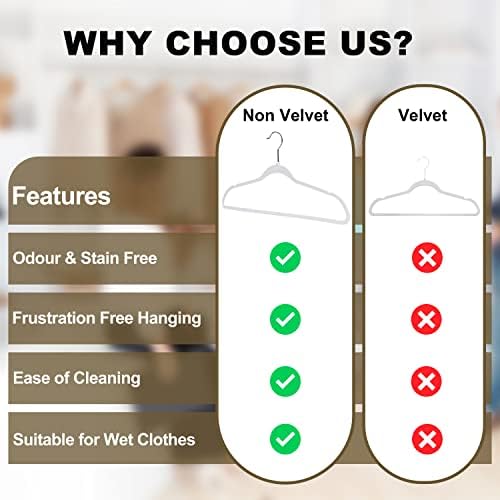 Quality Hangers 50 Pack Non-Velvet Plastic Hangers for Clothes - Heavy Duty Coat Hanger Set - Space-Saving Closet with Chrome Swivel Hook, Functional Non-Flocked Hangers - Cream White - Image 3