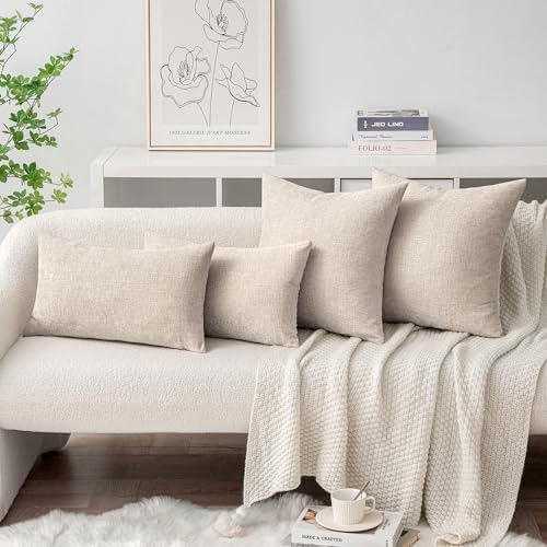 MIULEE Soft Chenille Lumbar Throw Pillow Covers Light Brown 12x20 Inch - Image 4