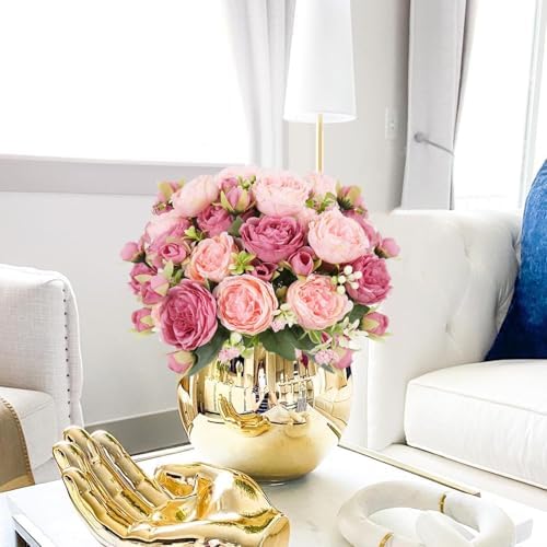 Artificial Peonies Silk Flowers, Faux Peony Bouquet 8PCS Florals Arrangements Decor for Farmhouse Home Boho Wedding Table Centerpiece, Fake Plastic Flowers Bulk for Vase Decoration (New MixPink, 8PCS) - Image 4
