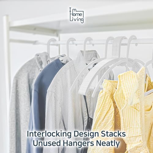 15" Compact Slim & Slimlink Interlocking Clothes Hangers, Space-Saving Lightweight Plastic Hangers for Small Closets, Dorms, Apartments, Travel, RVs & Petite Clothing (White, 50) - Image 4