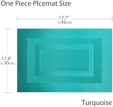 PIGCHCY Placemats Set of 12 Washable Durable Place Mats Vinyl Heat Resistant Non-Slip Table Mats Indoor Outdoor (18 x 12 inches, Turquoise Blue) - Image 2