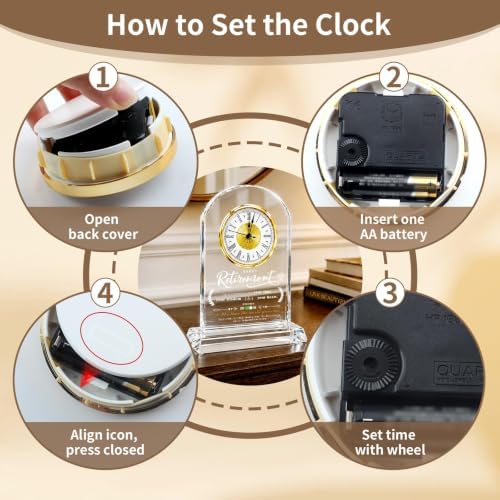 Retirement Gifts for Men, Crystal Quartz Desk Clock Keepsake Gift - Image 4