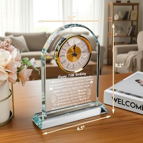 70th Birthday Gifts for Women, 70 Year Old Birthday Decorations Clock Gifts for Her, Meaningful Turining 70 Bday Gifts Idea for Women, Men, Friends, Mom, Dad, Sister - Image 2