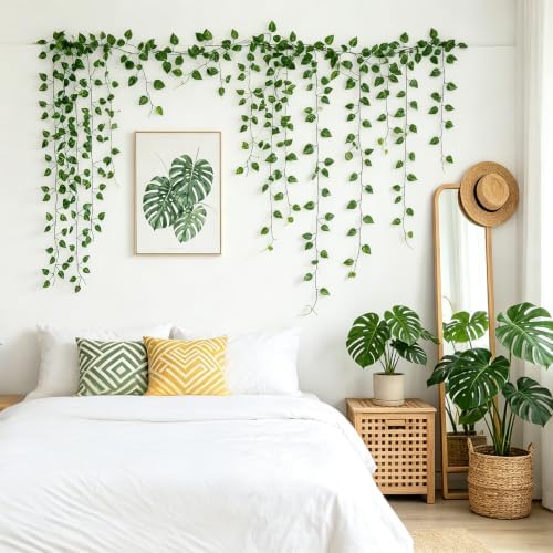 54 Pack 405ft Fake Vines Hanging Greenery Garland, Faux Leaves Plants, Artificial Ivy Vines for Bedroom Wall Decor, Garden & Outdoor Wall Decoration - Image 5