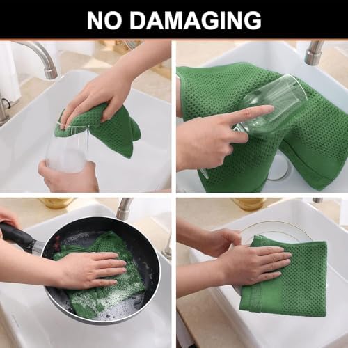 Homaxy Kitchen Towels and Dishcloths Set, Set of 10, Grass Green - Image 5