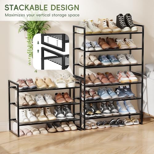 Metal Shoe Rack Organizer for Closet and Entryway, 3 Tier 27" Wide Free Standing Wire Grid Shoe Shelf, Black - Image 5