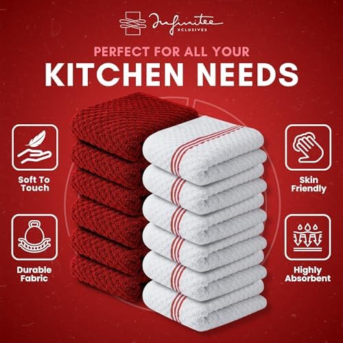 Infinitee Xclusives Kitchen Towels -12 Pack - Cotton Dish Towel |15" x 25"| - Image 5