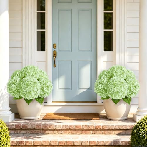 Yastouay 6 Pcs Real Touch Hydrangea Artificial Flowers, Light Green - Image 4