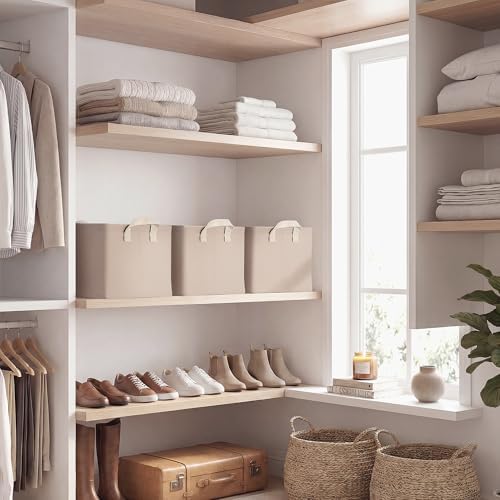 StorageWorks Fabric Storage Bins, Closet Bins, Light Brown, 2-Pack - Image 5