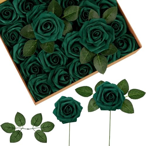 InnoGear Fake Roses 50 Pcs Hunt Green Flowers Artificial Faux Foam Floral by InnoGear