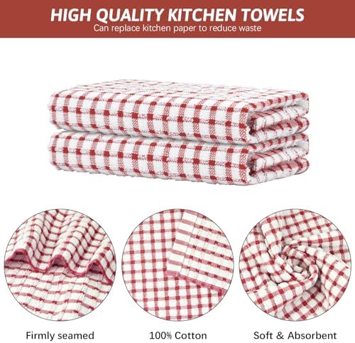 Nialnant 8 Pack Kitchen Towels, Dish Towels for Kitchen, 100% Cotton Dish Cloths for Washing Dishes, Quick Drying Reusable Cleaning Rag - 25 x 16 in - Image 4