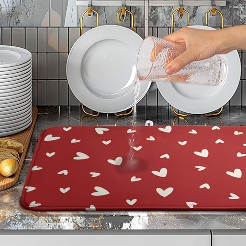 Valentine's Day Love Heart Dish Drying Mat for Kitchen Counter 18x24 Inch Valentine Theme Dish Mats Absorbent Microfiber Dish Draining Mat Reusable Washable Dish Drainer Rack Pad - Image 5