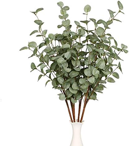 6 Pcs 27" Eucalyptus Stems Greenery Stems Eucalyptus Leaf Spray in Green Silk Plastic Plants Floral Artificial Plants for Home Party Wedding Decoration - Image 5