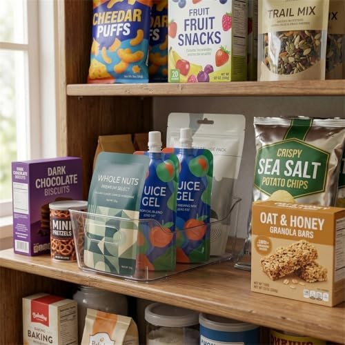 4 Pack Acrylic Pantry Storage Bins, Storage Bins for Cabinets, Clear Bins for Pantry, Cabinets, Organizing, Fridge, Kitchen (7.9” x 5.5” x 3.2”) - Image 3